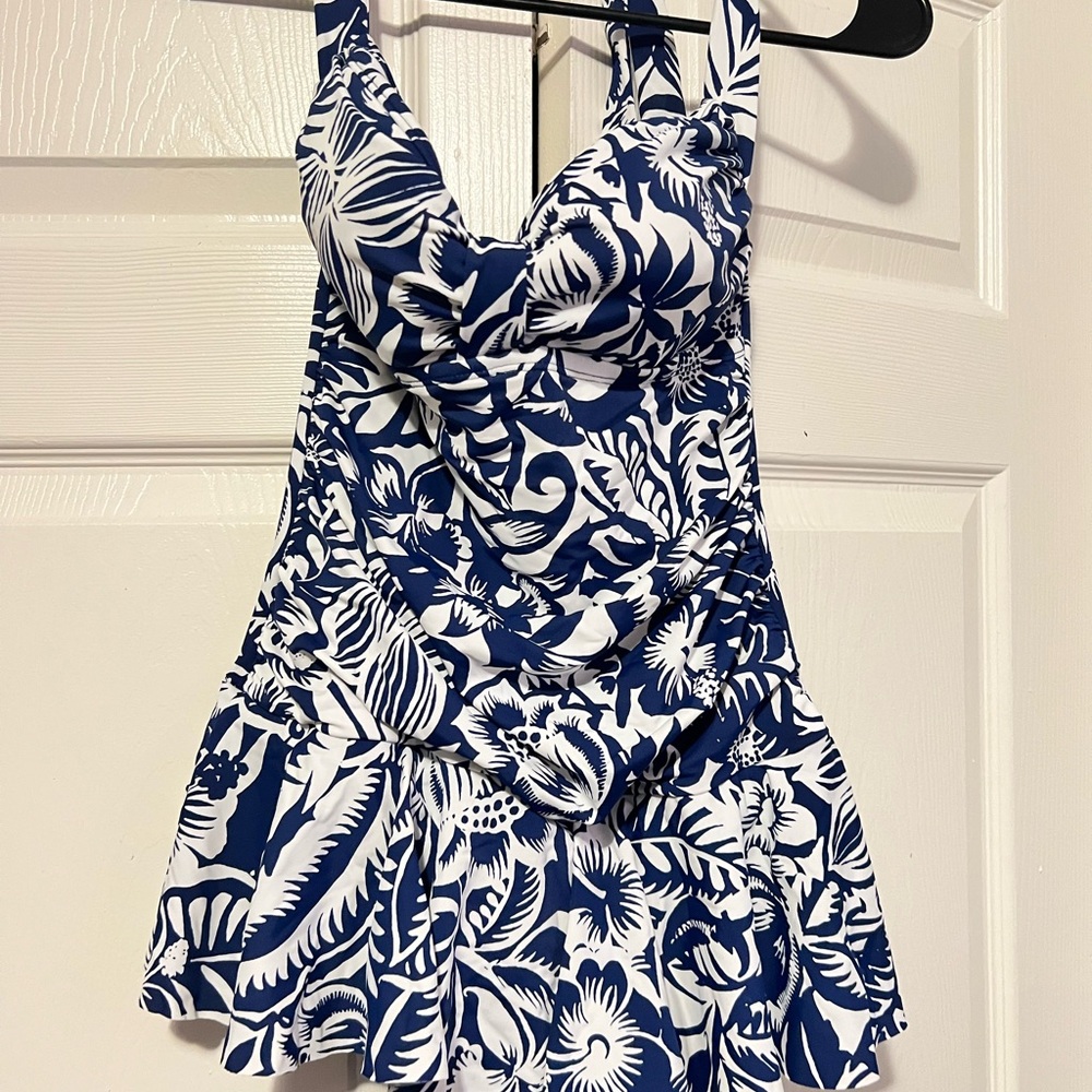 Tropical Blue and White Swimwear